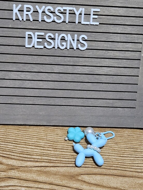 Accessories - Keychain Balloon Dog Pearl Flower Blue